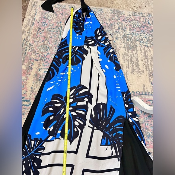 REISS ERIN Royal blue and white palm print halter neck maxi dress size 2. - Picture 12 of 13